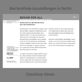 Auszug aus der Checkliste Barrierefreie Ausstellungen in Berlin Abschnitt H�ren